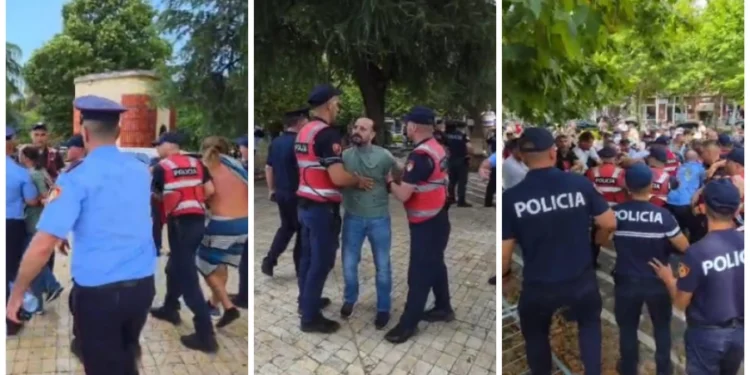 Rëndohet situata para Kuvendit! Shoqërohet në polici Dritan Goxhaj dhe protestues të tjerë..