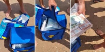 E pazakontë/ Çanta me 700 mijë euro del në breg të detit, pushuesit mbushin xhepat (VIDEO)